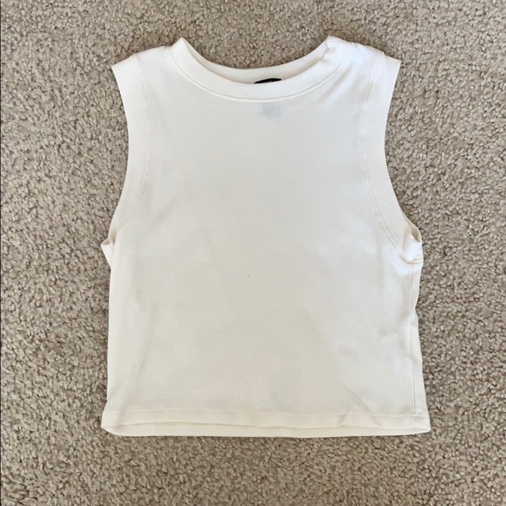 Waffle knit crop top tank